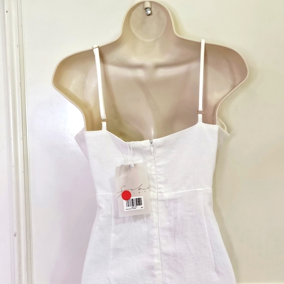 SABO Skirt Bella White Cut-Out Dress with Beige Button Detail, Large,NWT - Picture 6 of 16